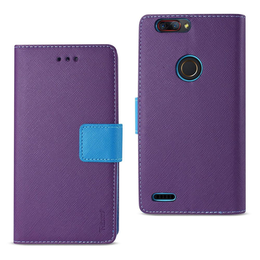 Reiko Zte Blade Z Max/z982/zte Sequoia 3-in-1 Wallet Case In Purple