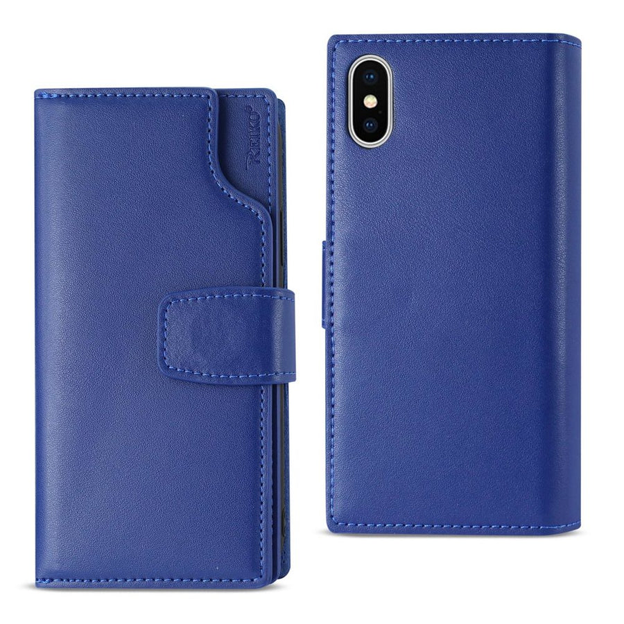 Reiko Iphone X/iphone Xs Genuine Leather Wallet Case With Open Thumb Cut In Ultramarine