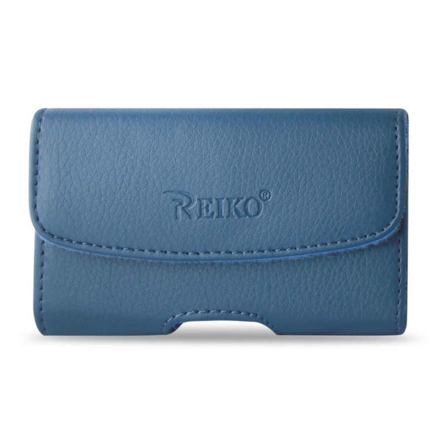 Reiko Smooth Horizontal Leather Pouch Navy In Cardboard Packaging