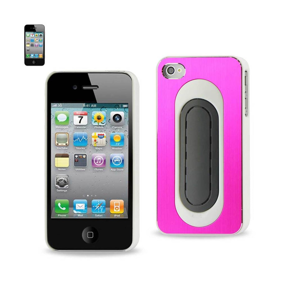 Reiko Iphone 4/4s Aluminum Case With Bend Back Kickstand In Hot Pink White