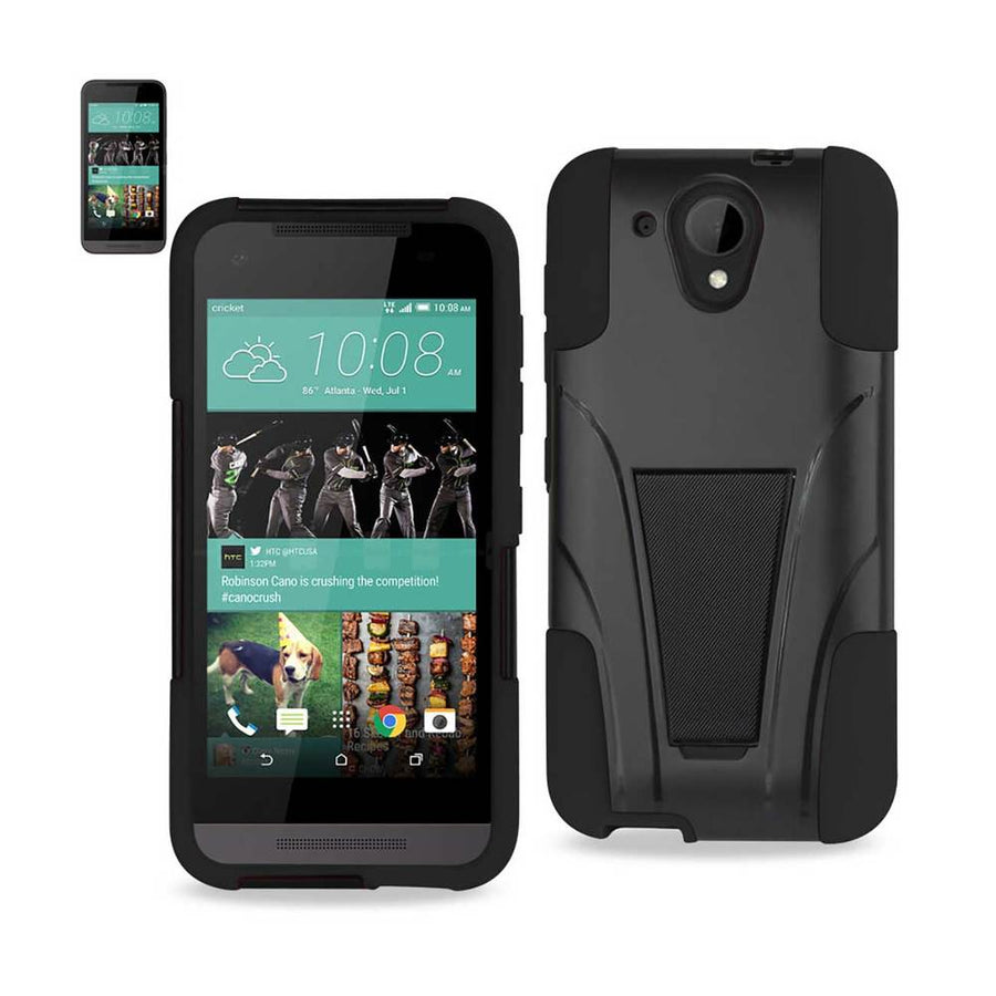 Reiko Htc Desire 520 Hybrid Heavy Duty Case With Kickstand In Black