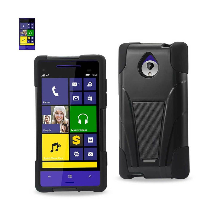 Reiko Htc 8xt Hybrid Heavy Duty Case With Kickstand In Black