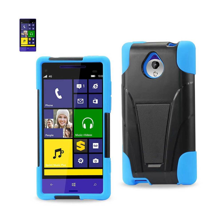 Reiko Htc 8xt Hybrid Heavy Duty Case With Kickstand In Navy Black