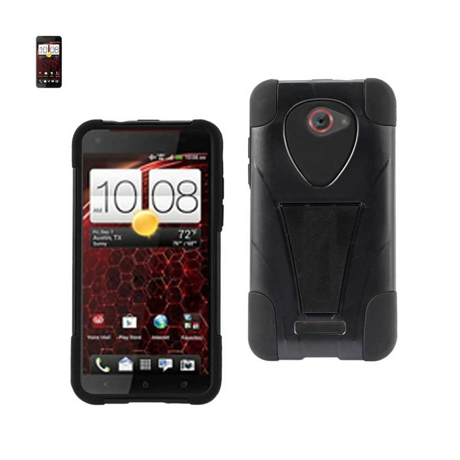 Reiko Htc Droid Dna Hybrid Heavy Duty Case With Kickstand In Black