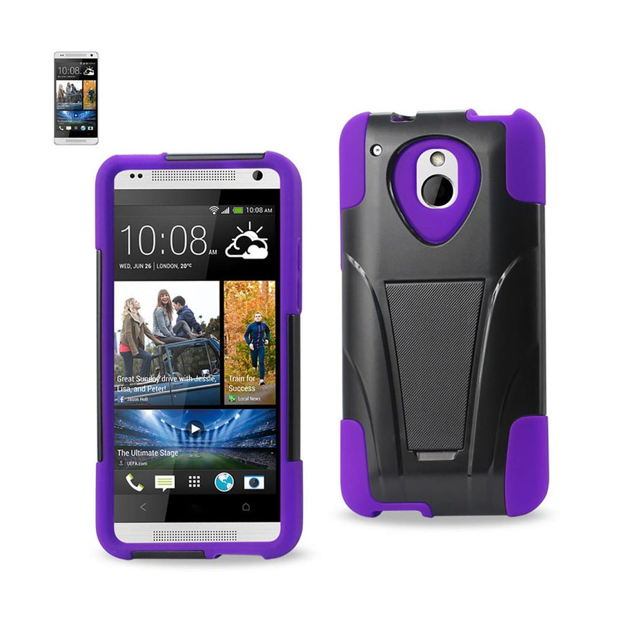 Reiko Htc One Mini M4 Hybrid Heavy Duty Case With Kickstand In Purple Black