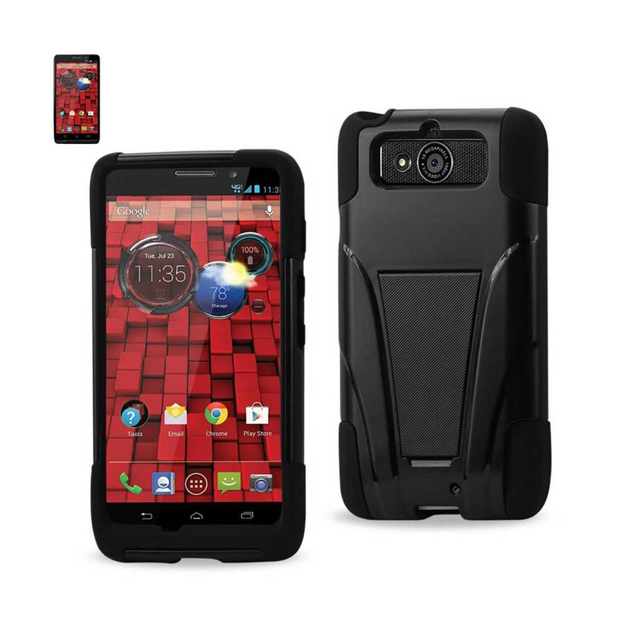 Reiko Motorola Droid Mini Hybrid Heavy Duty Case With Kickstand In Black