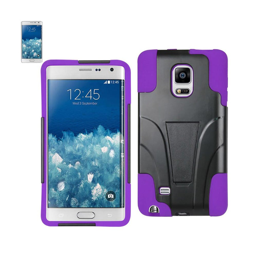 Reiko Samsung Galaxy Note Edge Hybrid Heavy Duty Case With Kickstand In Purple Black