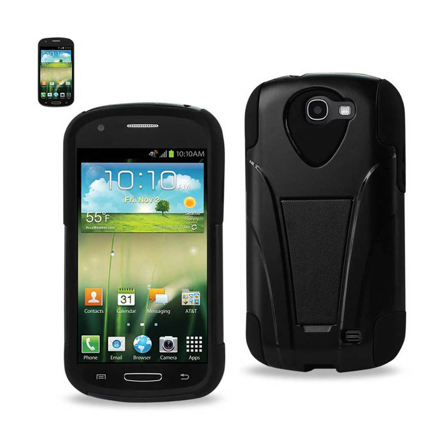 Reiko Samsung Galaxy Express Hybrid Heavy Duty Case With Kickstand In Black