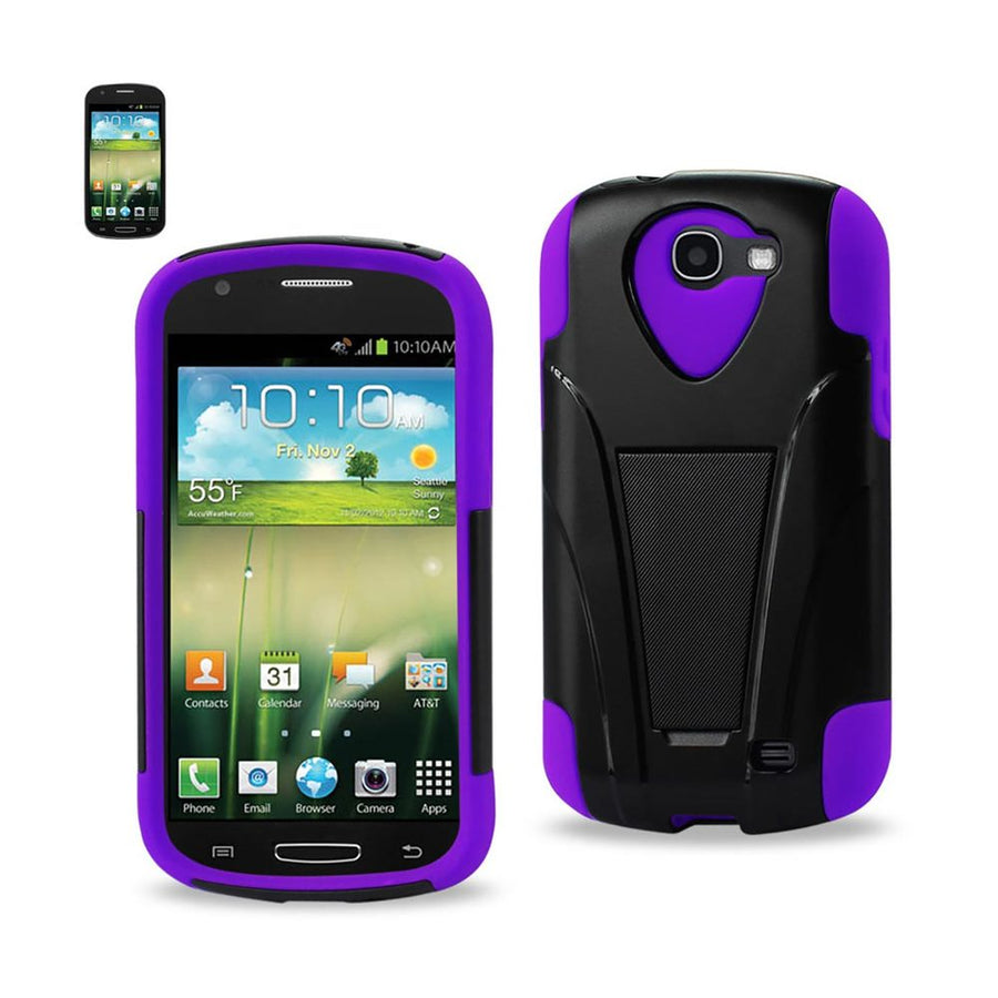 Reiko Samsung Galaxy Express Hybrid Heavy Duty Case With Kickstand In Purple Black