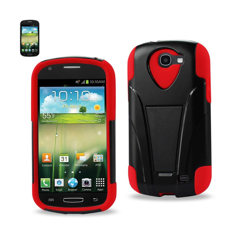 Reiko Samsung Galaxy Express Hybrid Heavy Duty Case With Kickstand In Red Black