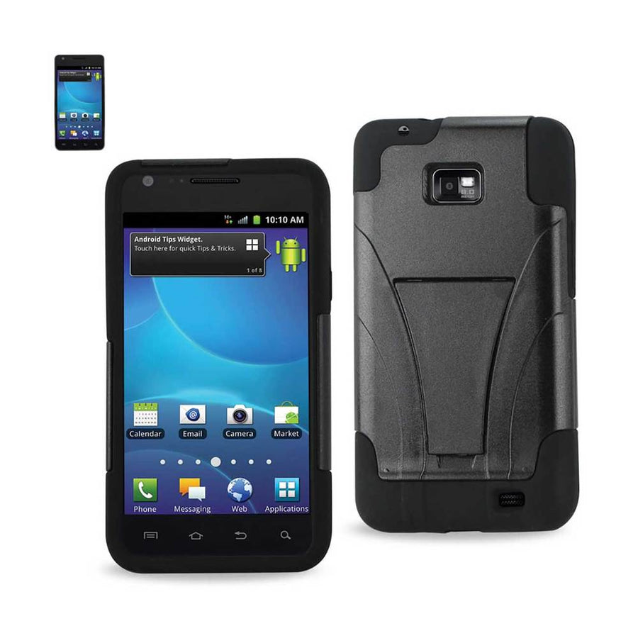 Reiko Samsung Galaxy S2 Hybrid Heavy Duty Case With Kickstand In Black