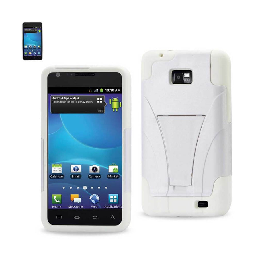 Reiko Samsung Galaxy S2 Hybrid Heavy Duty Case With Kickstand In White