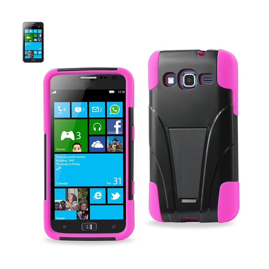 Reiko Samsung Ativ S Neo Hybrid Heavy Duty Case With Kickstand In Hot Pink Black