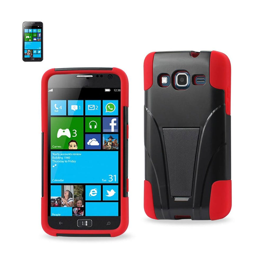 Reiko Samsung Ativ S Neo Hybrid Heavy Duty Case With Kickstand In Red Black