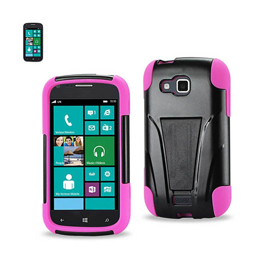 Reiko Samsung Ativ Odyssey Hybrid Heavy Duty Case With Kickstand In Black Hot Pink