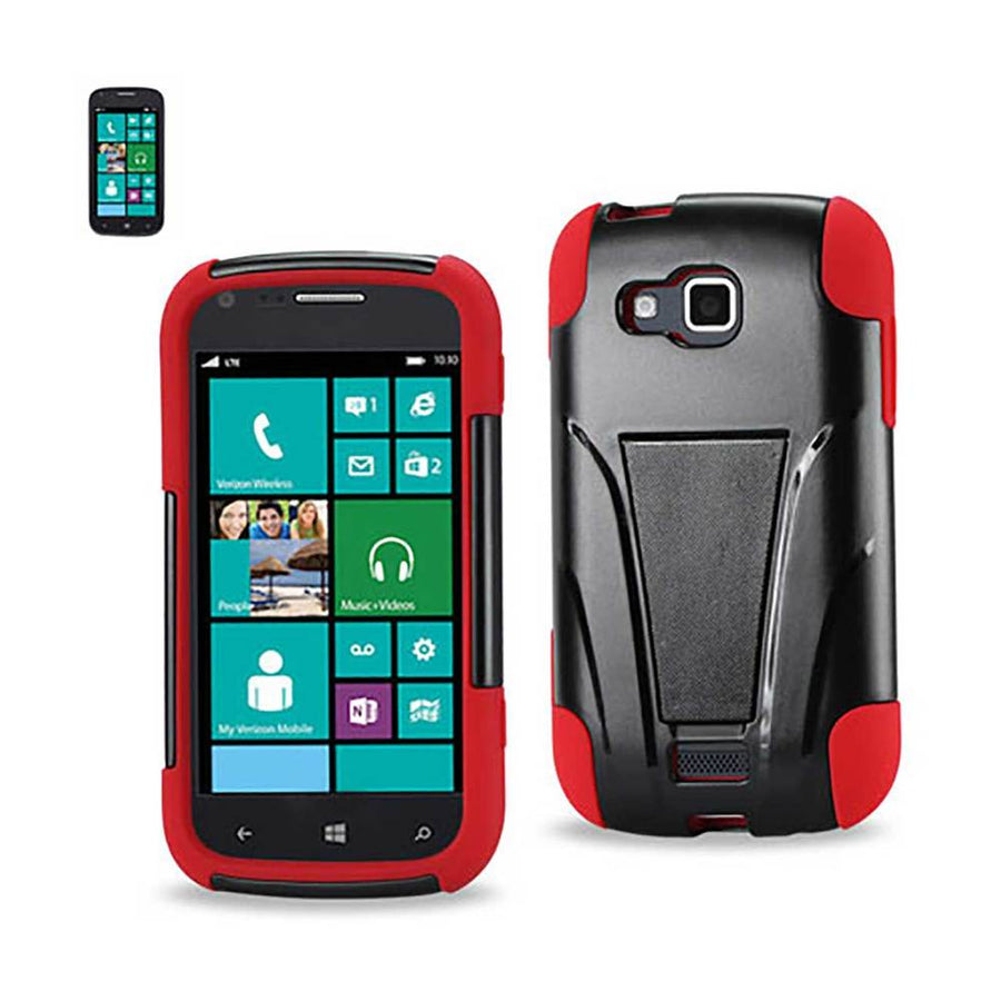 Reiko Samsung Ativ Odyssey Hybrid Heavy Duty Case With Kickstand In Black Red