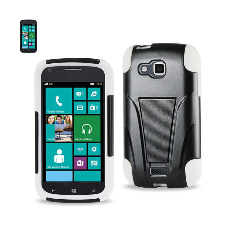 Reiko Samsung Ativ Odyssey Hybrid Heavy Duty Case With Kickstand In Black White