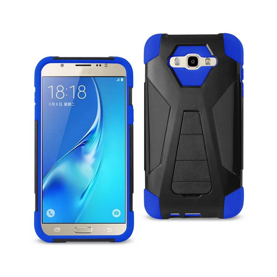 Reiko Samsung Galaxy J7 (2016) Hybrid Heavy Duty Case With Kickstand In Navy Black