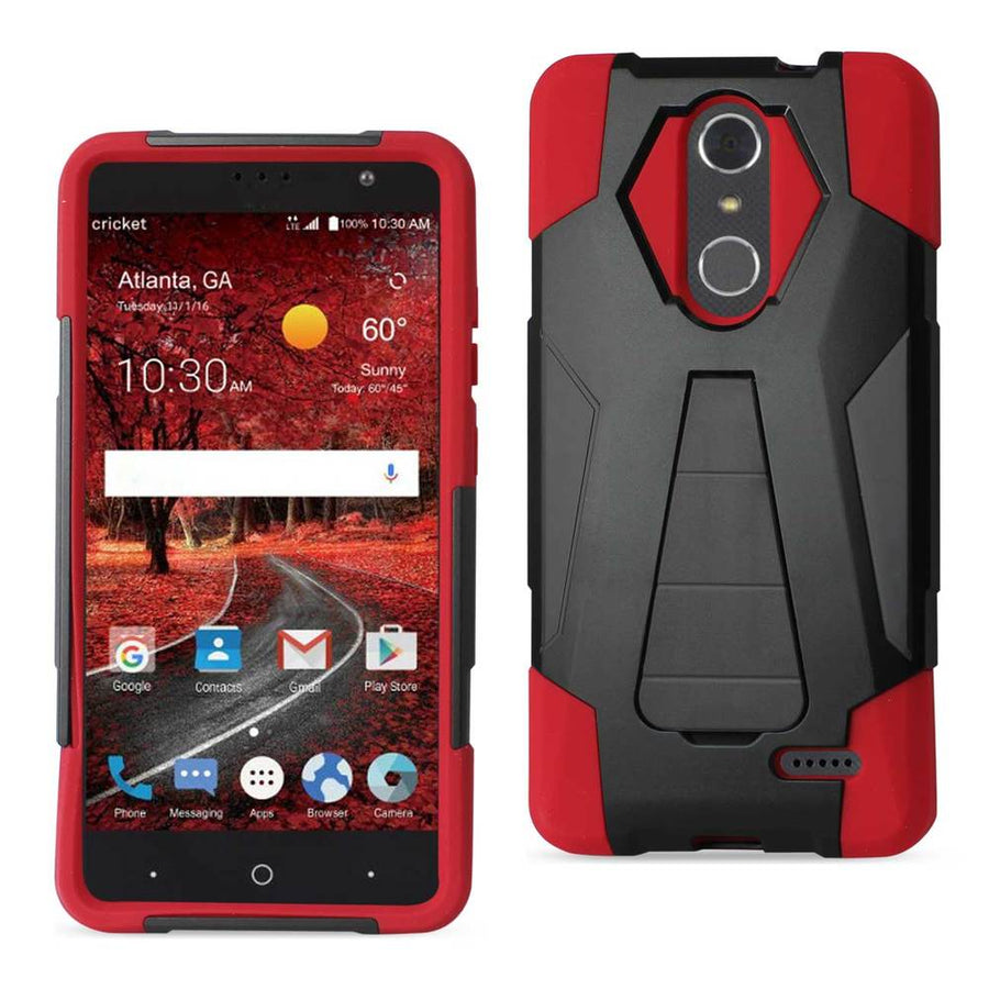 Reiko Zte Grand X4 Hybrid Heavy Duty Case With Kickstand In Red Black