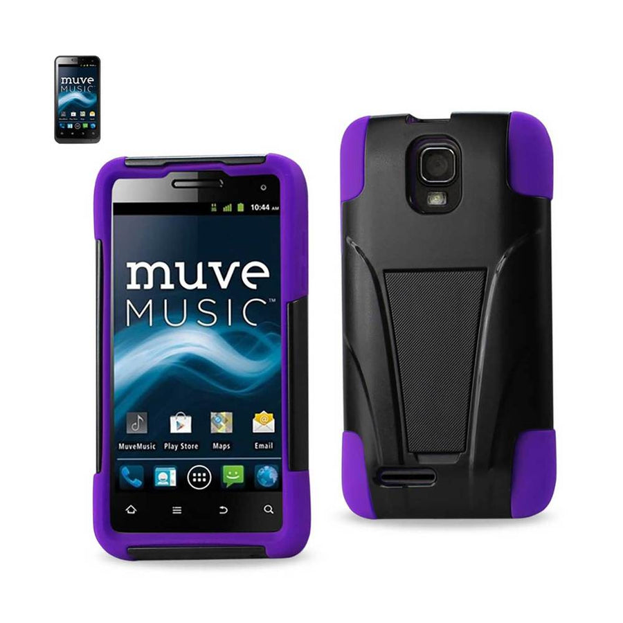 Reiko Zte Engage Mt Hybrid Heavy Duty Case With Kickstand In Purple Black