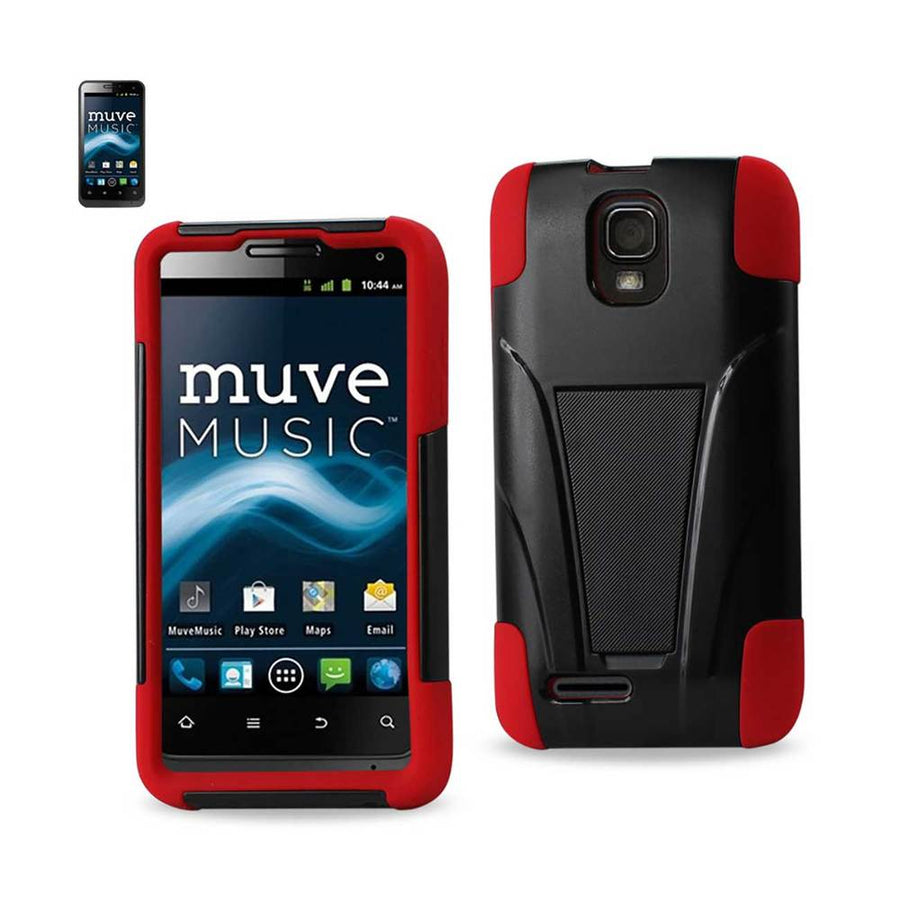 Reiko Zte Engage Mt Hybrid Heavy Duty Case With Kickstand In Red Black