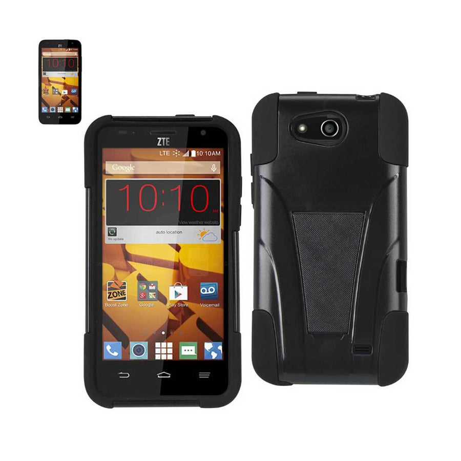 Reiko Zte Speed Hybrid Heavy Duty Case With Kickstand In Black