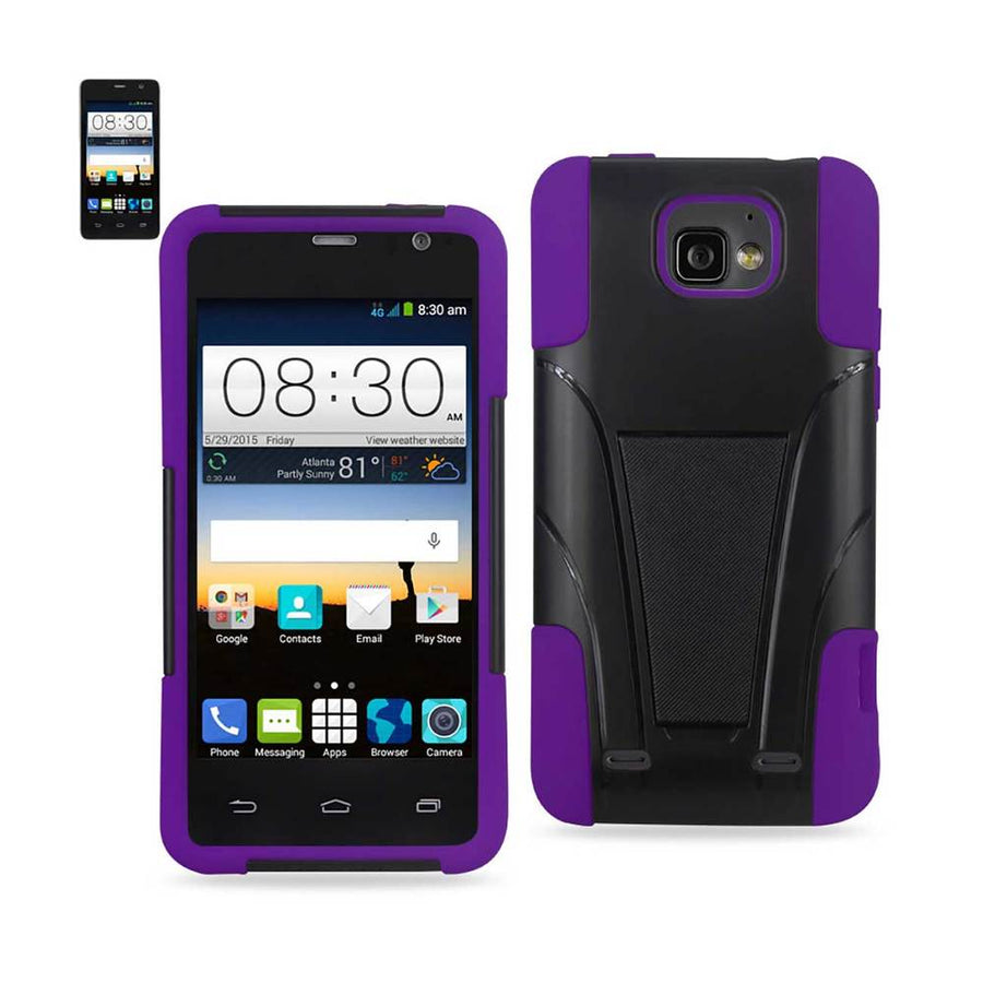 Reiko Zte Sonata 2 Hybrid Heavy Duty Case With Kickstand In Purple Black