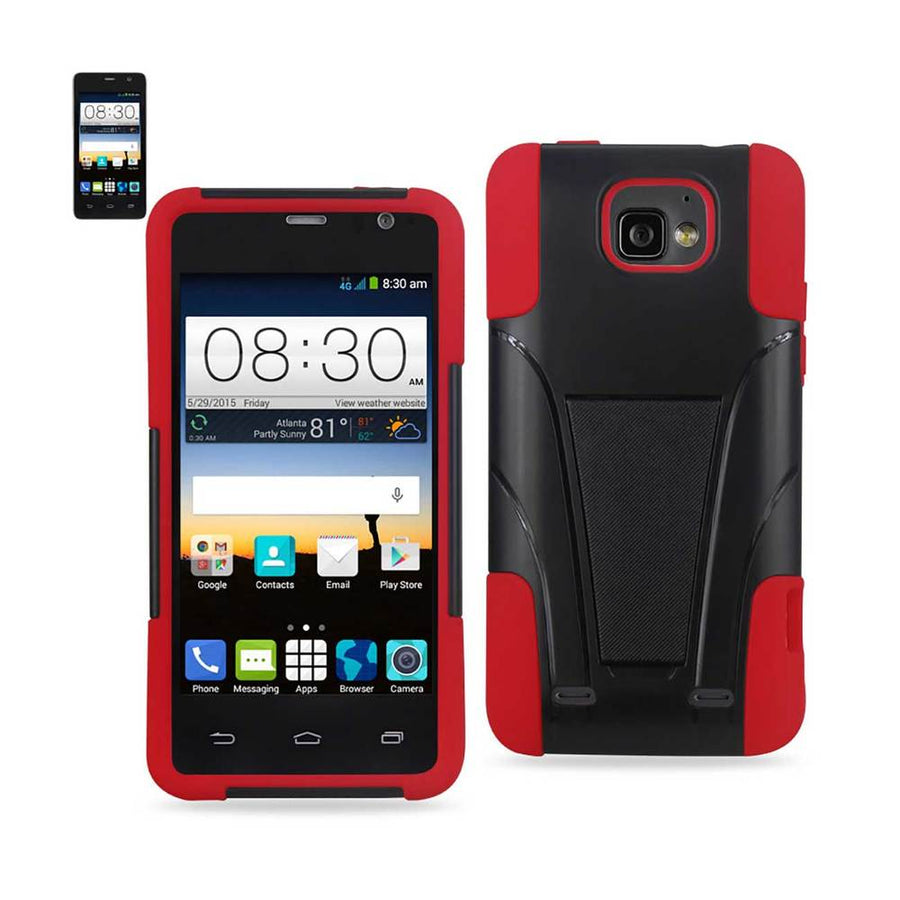 Reiko Zte Sonata 2 Hybrid Heavy Duty Case With Kickstand In Red Black