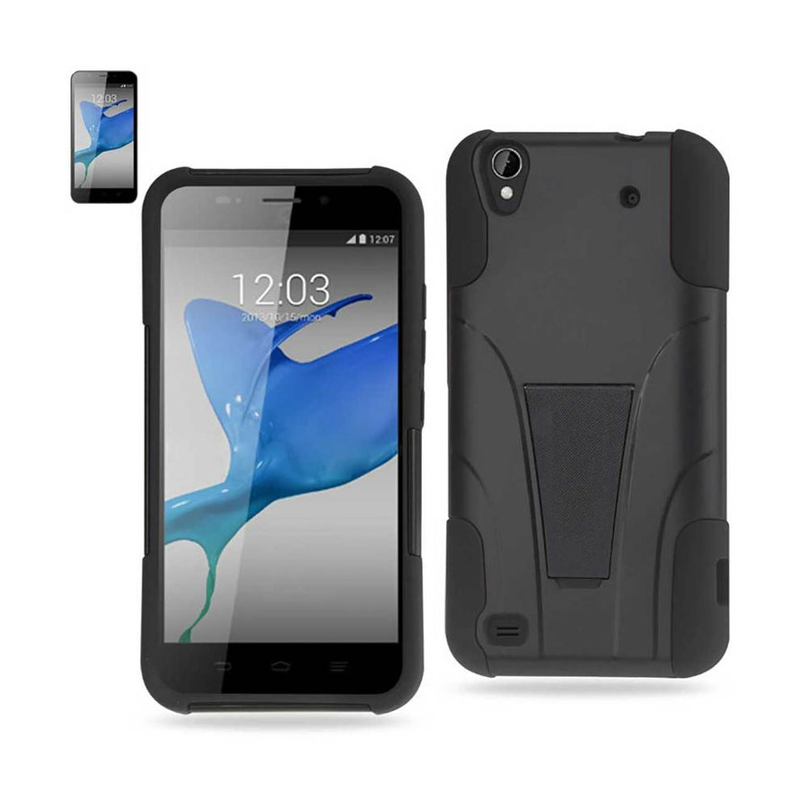 Reiko Zte Quartz Hybrid Heavy Duty Case With Kickstand In Black