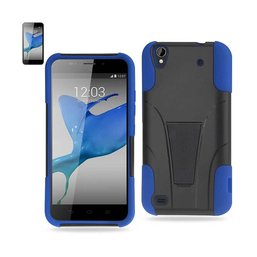 Reiko Zte Quartz Hybrid Heavy Duty Case With Kickstand In Navy Black