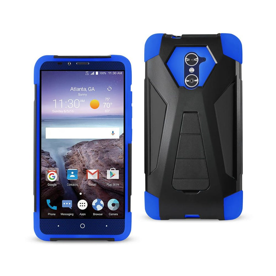 Reiko Zte Grand X Max 2 Hybrid Heavy Duty Case With Kickstand In Navy Black