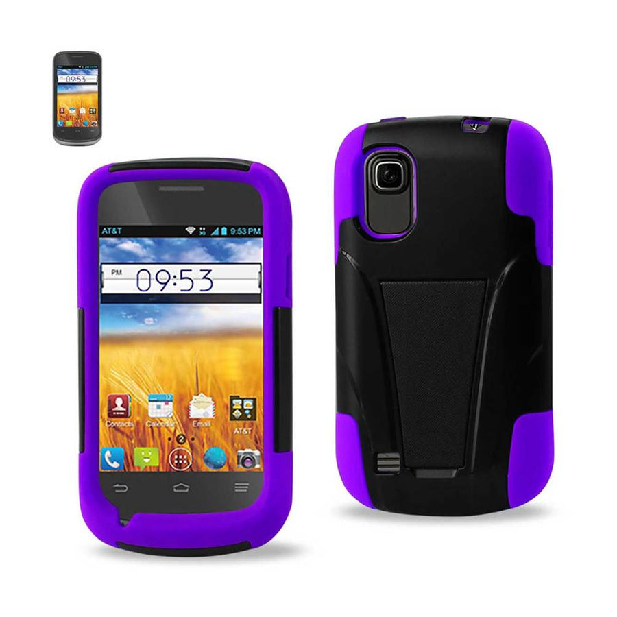 Reiko Zte Prelude Hybrid Heavy Duty Case With Kickstand In Purple Black