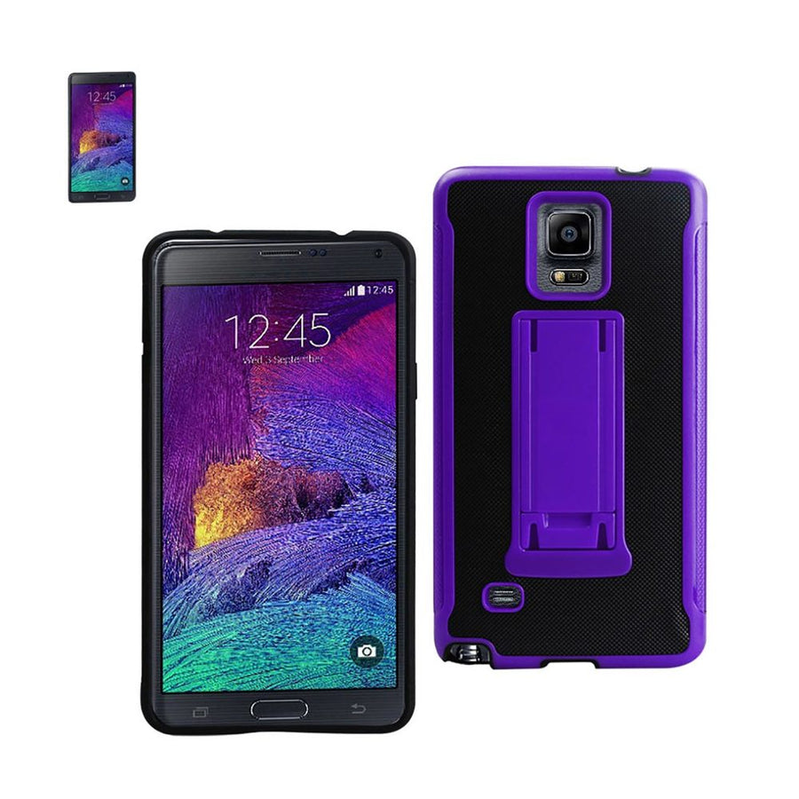 Reiko Samsung Galaxy Note 4 Hybrid Heavy Duty Case With Vertical Kickstand In Black Purple