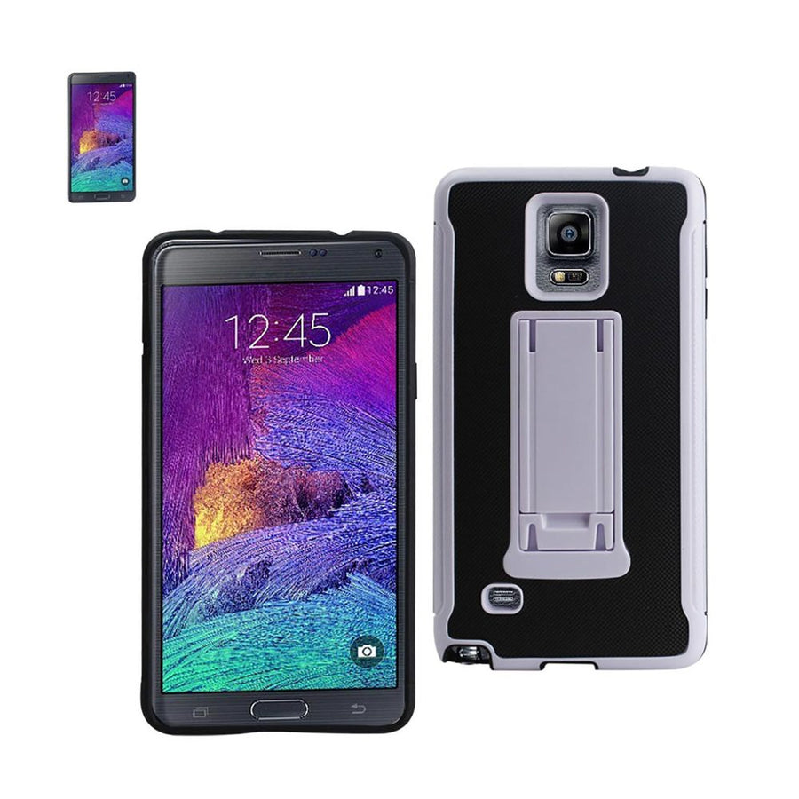 Reiko Samsung Galaxy Note 4 Hybrid Heavy Duty Case With Vertical Kickstand In Black White