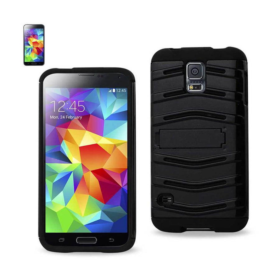 Reiko Samsung Galaxy S5 Hybrid Fishbone Case With Kickstand In Black