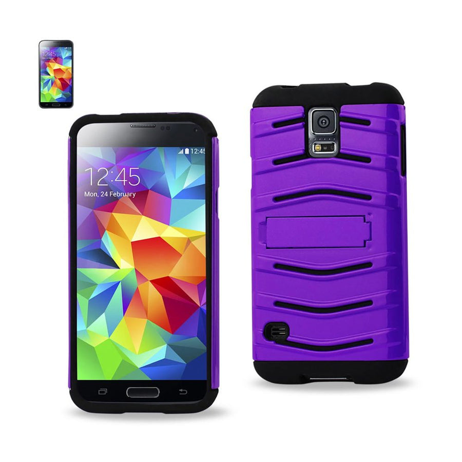 Reiko Samsung Galaxy S5 Hybrid Fishbone Case With Kickstand In Black Purple