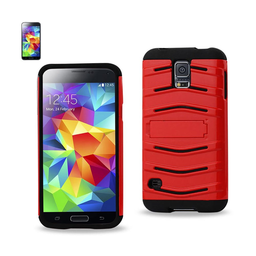 Reiko Samsung Galaxy S5 Hybrid Fishbone Case With Kickstand In Black Red