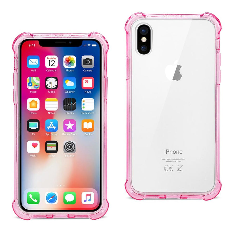 Reiko Iphone X/iphone Xs Clear Bumper Case With Air Cushion Protection In Clear Hot Pink