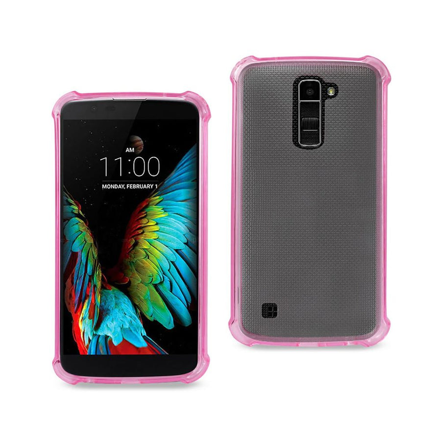 Reiko Lg K10 Clear Bumper Case With Air Cushion Protection In Clear Hot Pink