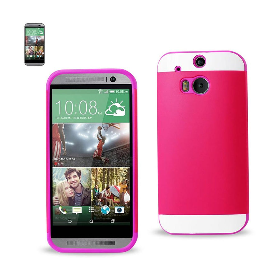 Reiko Htc One M8 Hybrid Case With Card Holder In Purple Hot Pink