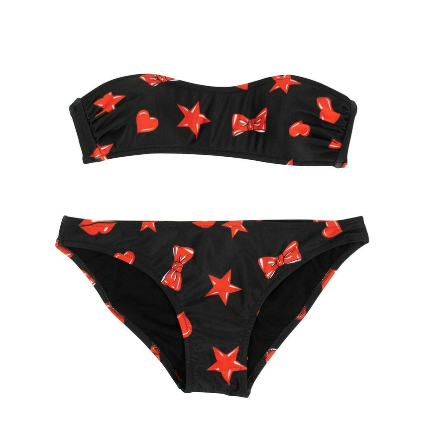 Stars & Hearts Strapless Bikini - Black / Red