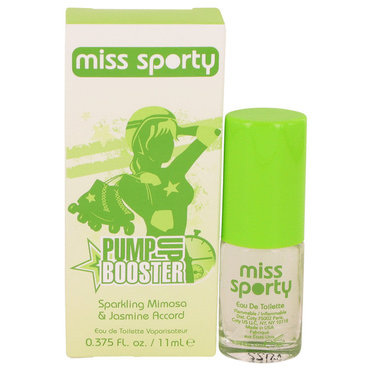 Miss Sporty Pump Up Booster by Coty Sparkling Mimosa & Jasmine Accord Eau De Toilette Spray .375 oz for Women