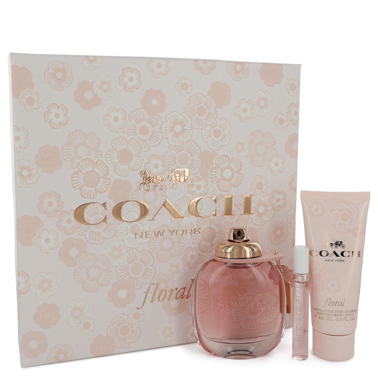 Coach Floral by Coach Gift Set -- 3 oz Eau De Parfum Spray + .25 oz Mini EDP Spray + 3.3 oz Body Lotion for Women