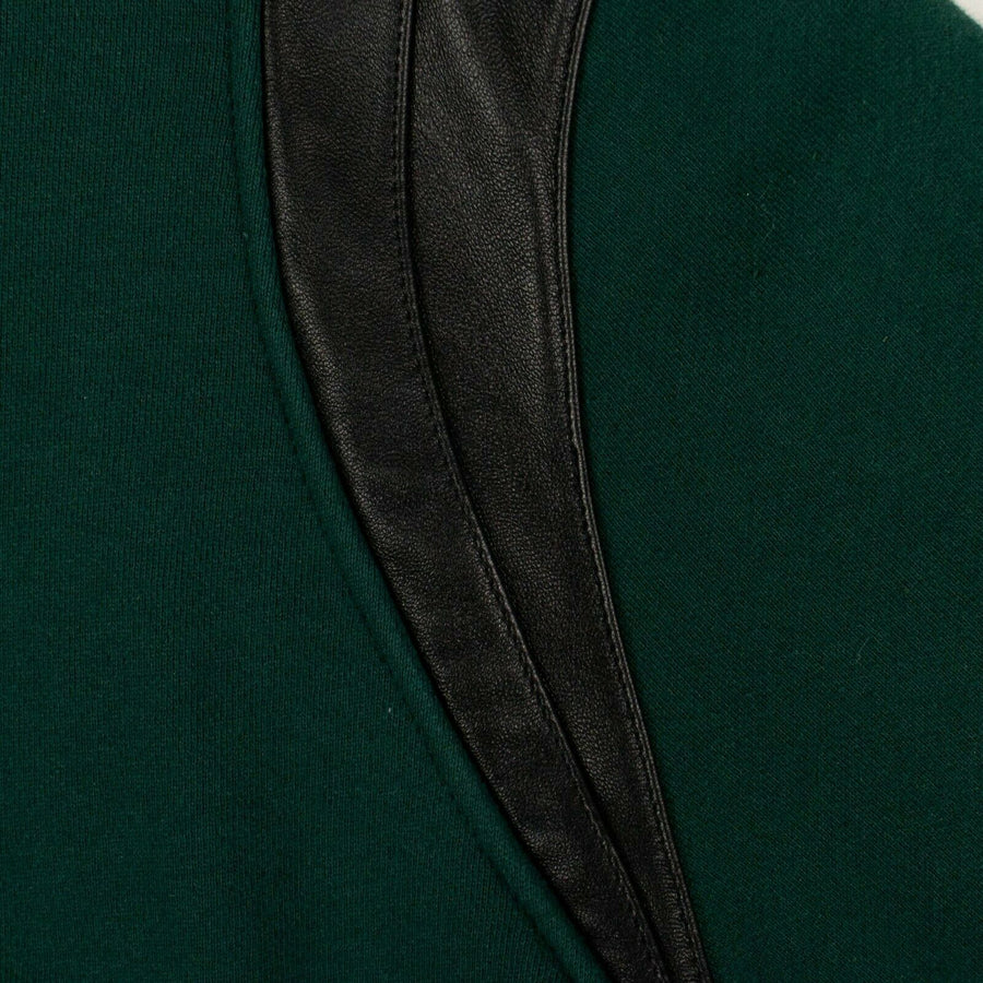 Cotton And Leather Hoodie Sweatshirt - Green