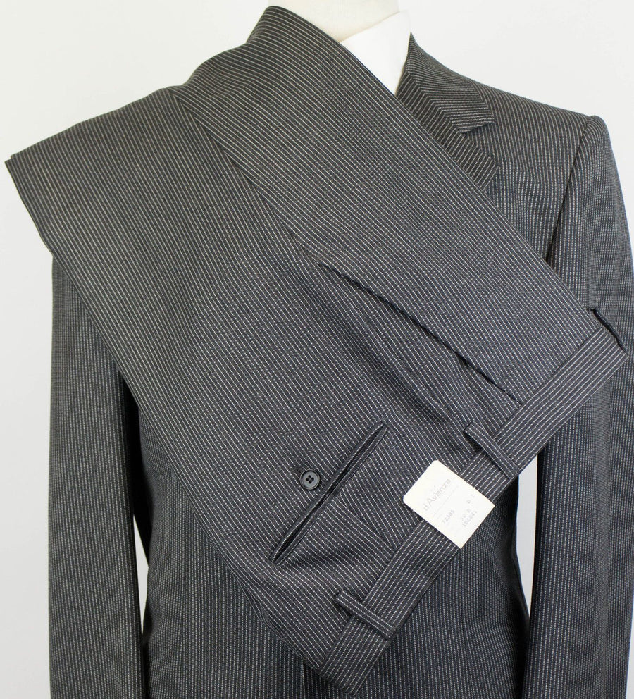 Drop 7 Striped Wool 3 Roll 2 Button Suit - Gray