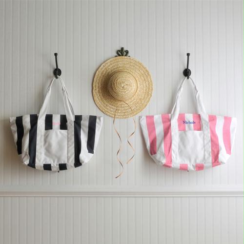 Navy Candy Striped Beach Tote Bag