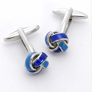 Dashing Blue Knot Cufflinks with Personalized Case