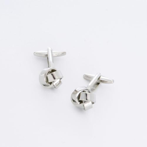 Dashing Silver Knot Cufflinks with Personalized Case