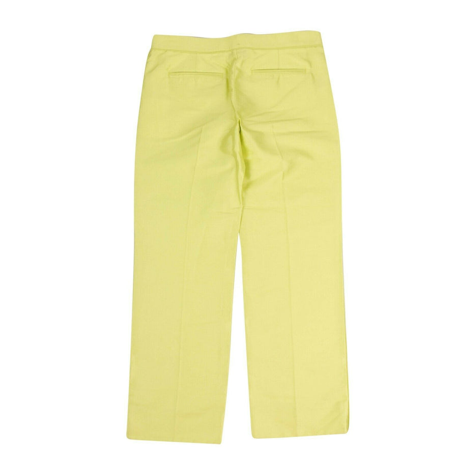 Cropped Cotton Blend Pants - Lime Green