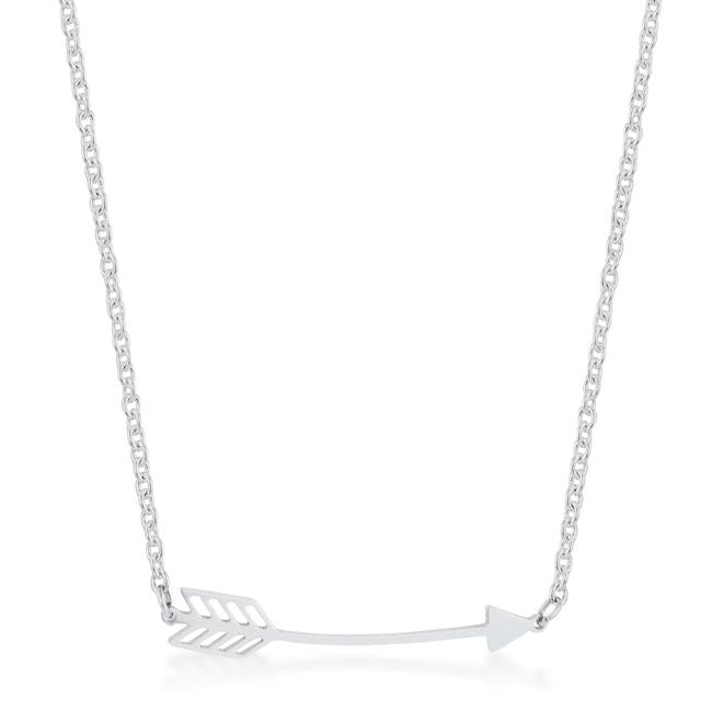 Arianna Rhodium Stainless Steel Arrow Necklace